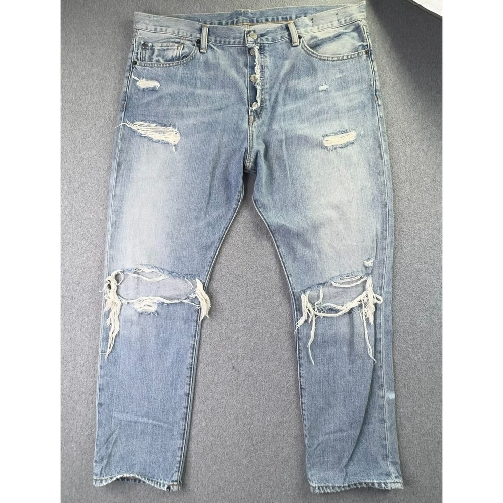 Denim & Supply Ralph Lauren Distressed Jeans Mens 32 Linden Boyfriend Button Fly